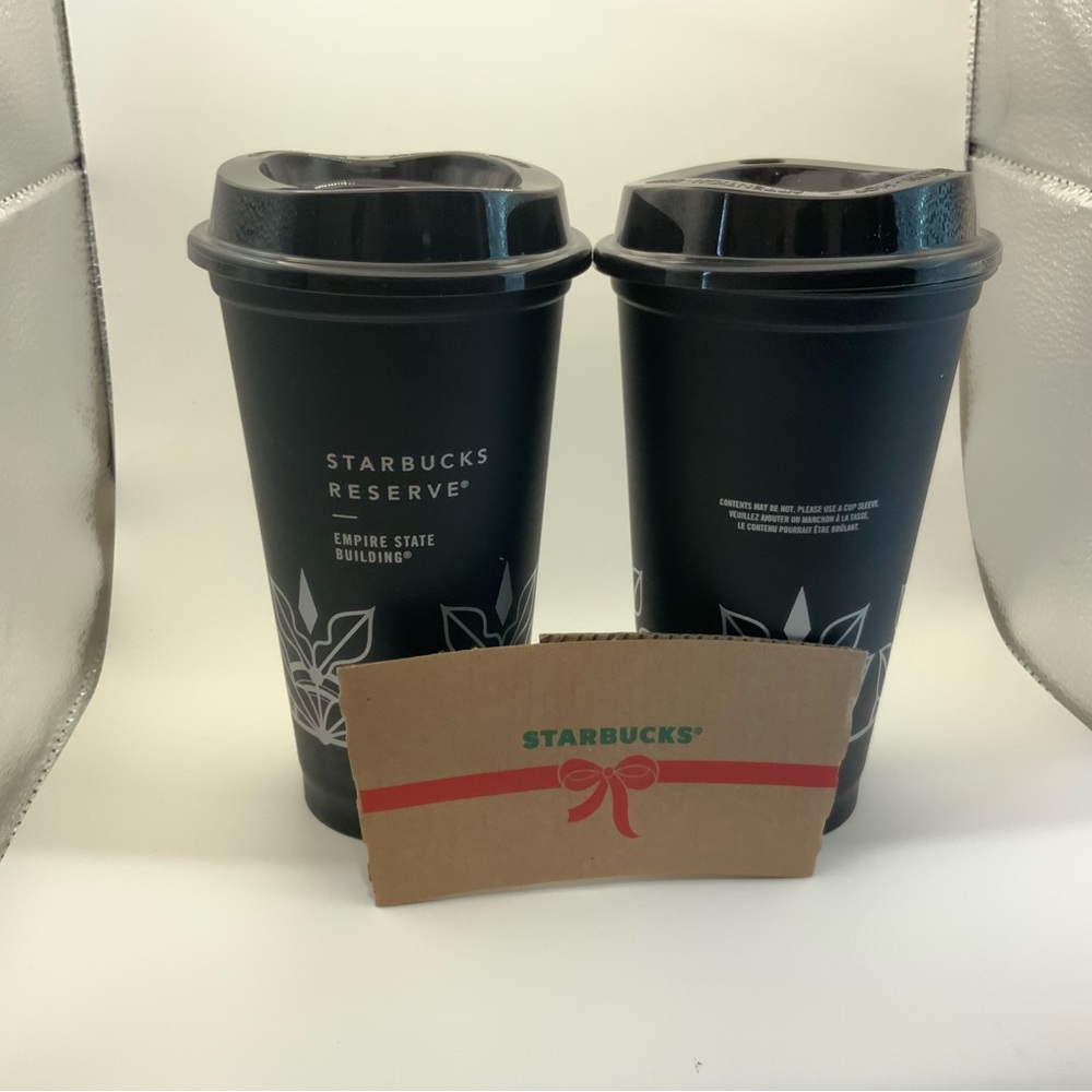 New Starbucks Coffee NYC Reserve Black Reusable Travel Cup, 2 pcs Gift